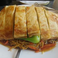 Imitation Duck Chow Mein at Buddha's Vegan Restaurant in Toronto