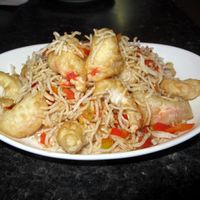 Shrimp with spicy salt at Buddha's Vegan Restaurant in Toronto