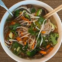 Vegan Pho!! SO delicious!! at Island Pho & Grill in Matlacha