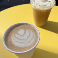 Vegan caramel coconut latte and a nitro brew  at LB Kitchen in Portland