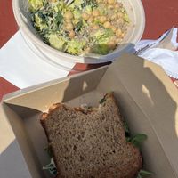 I got Kale caesar salad with tofu and vegan sandwich.  at LB Kitchen in Portland