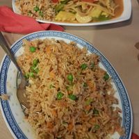 Nasi goreng (rice) and curry with coconut milk at Asian Wok in Kos