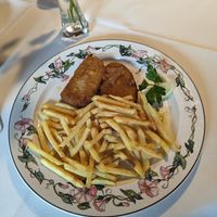 Breaded no chicken and fries in the menu at Pfaff in Triberg