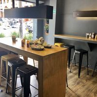 Some of the seating at German Street Food in Medellin