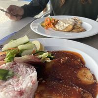 Two seitan steak dishes  at Safari in Portimao