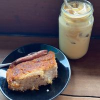 Vegan banana bread and coffee  at Hangten Rooftop Restaurant in Weligama
