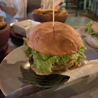 Burger (bread was really dry and old, not good)  at Hangten Rooftop Restaurant in Weligama