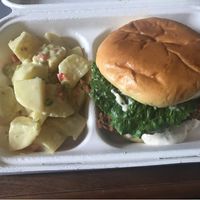 Chick’n & ranch sandwich with a side of potato salad at The Greener Kitchen in Baltimore