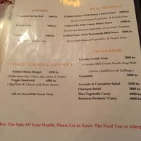 Vegan section of menu, also accomm to veganise other. Tealeaf salad to die for. at Bibo in Mandalay