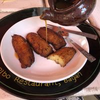 Fried banana with whisky caramel sause at Bibo in Mandalay