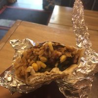 Vegan burrito with rice, corn, beans and other veg at Un Mexicain a Marseille in Marseille