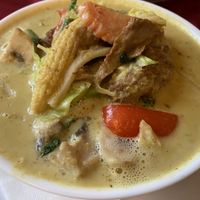 Green Thai curry with Mock Duck  at Bann Thai Restaurant in Cromer