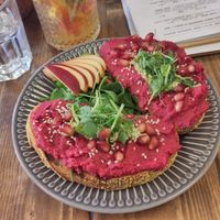 Beetroot Sourdough bread at Panenská Kaviareň in Bratislava