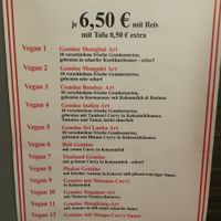 Vegan menu. Many vegetarian options are also vegan. at Miss Saigon - Hildesheimer in Hannover