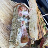 Tuna melt had such a great flavor with fresh tomatoes and house-made cheese on toasty ciabatta.  at Pura Vita in West Hollywood