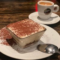 Tiramisu and espresso  at Pura Vita in West Hollywood