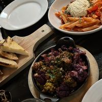 Yummy roasted cauliflower and penne with vegan burrata 😍  at Pura Vita in West Hollywood