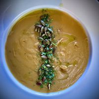  Smokey Potato Chowder 
Spiced pepitas  at Pura Vita in West Hollywood