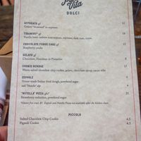 Dessert menu 15 March 2025   at Pura Vita in West Hollywood