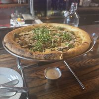 Black Magic Pizza! Gluten free. Calabrian Chili Cashew Aioli!   at Pura Vita in West Hollywood