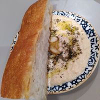 Focaccia and hummus (February 2026) at Medina in Aberystwyth