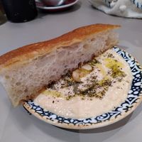 Focaccia and hummus (February 2026) at Medina in Aberystwyth