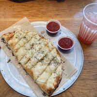 Vegan cheesy bread with amazing marinara   at Blaze Pizza in Marina