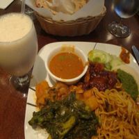 lunch buffet with vegan lychee lassi at Mint Indian Bistro in Las Vegas