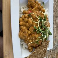 Vegan chickpea curry with rice  at Happy Green Food in Saint-raphael