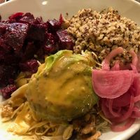 Beets + Avocado Bowl (vegan without the bread) at Urban Plates in Pleasant Hill