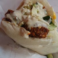 Big falafel pita (6 falafel and actually bigger than it looks) NTD190 at Falafel King in Taipei