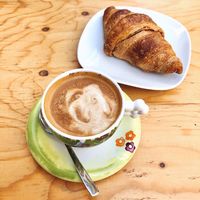 Late on soy milk with vegan croissant.  at Castorino Amore Espresso in Salerno