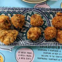 Vegan croquetas (mushrooms, ratatouille and red pepper) at Geltoki in Zarautz