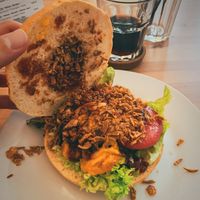 Super tasty Beyond Meat Burger  at Café Loyal in Siegburg