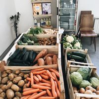 There is also a small market corner where you can fresh home grown veggies! at Slovegija in Maribor