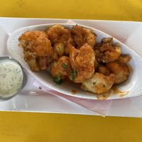 Vegan cauliflower “wings”; tasty!!! at The Vault in Tulsa