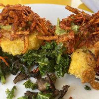 Vegan polenta dish with kale, avocado, & other tasty treats. Very satisfying   at The Vault in Tulsa