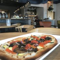 Vegan Flapper with vegan cheese and veggies  at Caffeine Roasters in Tampa