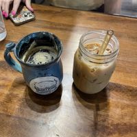 Hot Americano and iced vanilla latte. Both delicious!  at Heartwood - temporarily closed in Saint Charles