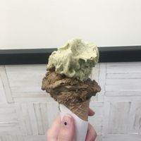 Pistacchio and licorice at Gelateria Gnam Gnam in Padua
