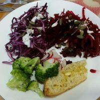 various salads at Semente Centro Macrobiótico de Braga in Braga
