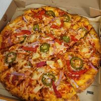Rising crust with vegan cheese and vegan chorizo at Blaze Pizza in Twin Falls