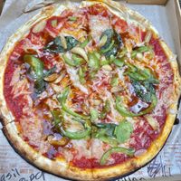 Red sauce, vegan cheese, bell peppers, garlic, basil at Blaze Pizza in Schaumburg