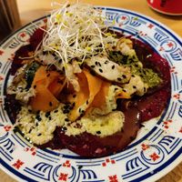 Beetroot carpaccio at Lo de Ponxe En El Kinto Pino in Valencia