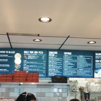 Menu, includes a vegan cheese and meat option at CVG - Blaze Pizza in Hebron