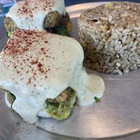 Eggs Benedict w/ pineapple fried rice at Vibe in Hilo