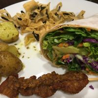 Egg & Avo wrap minus egg; veg satay  at Eight Treasures Vegetarian 八宝素食馆 in Central Singapore