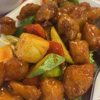 Vegetarian (vegan?) Chicken (made out of Soja) sweet and sour  at Eight Treasures Vegetarian 八宝素食馆 in Central Singapore