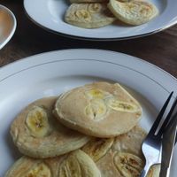Vegan banana pancakes  at Soka Warung in Penida Island