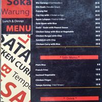 Menu at Soka Warung in Penida Island
